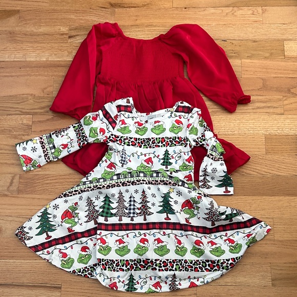 Festive grinch Red and Green Kids dresses Set 2T - Picture 1 of 7